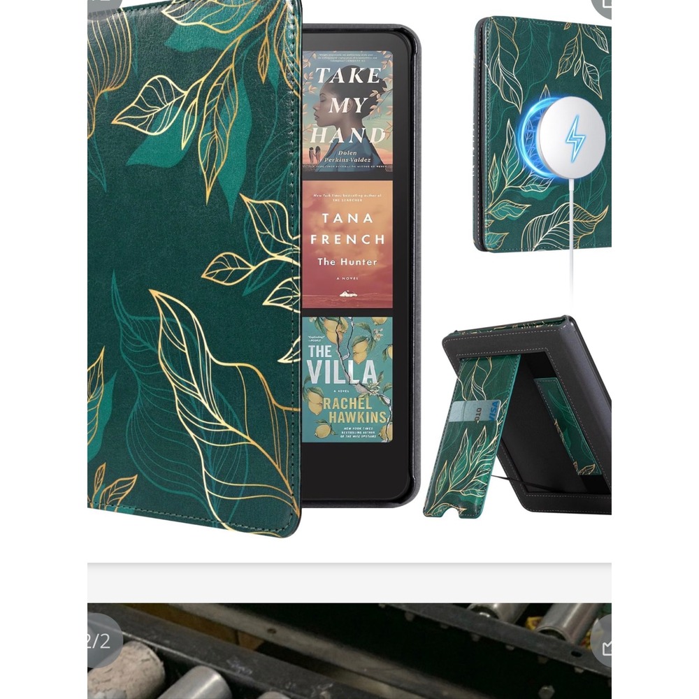 Case for Kindle‎ Paperwhite 12th Gen 2024 Colorsoft 7" Green Gold Leaf Stand
